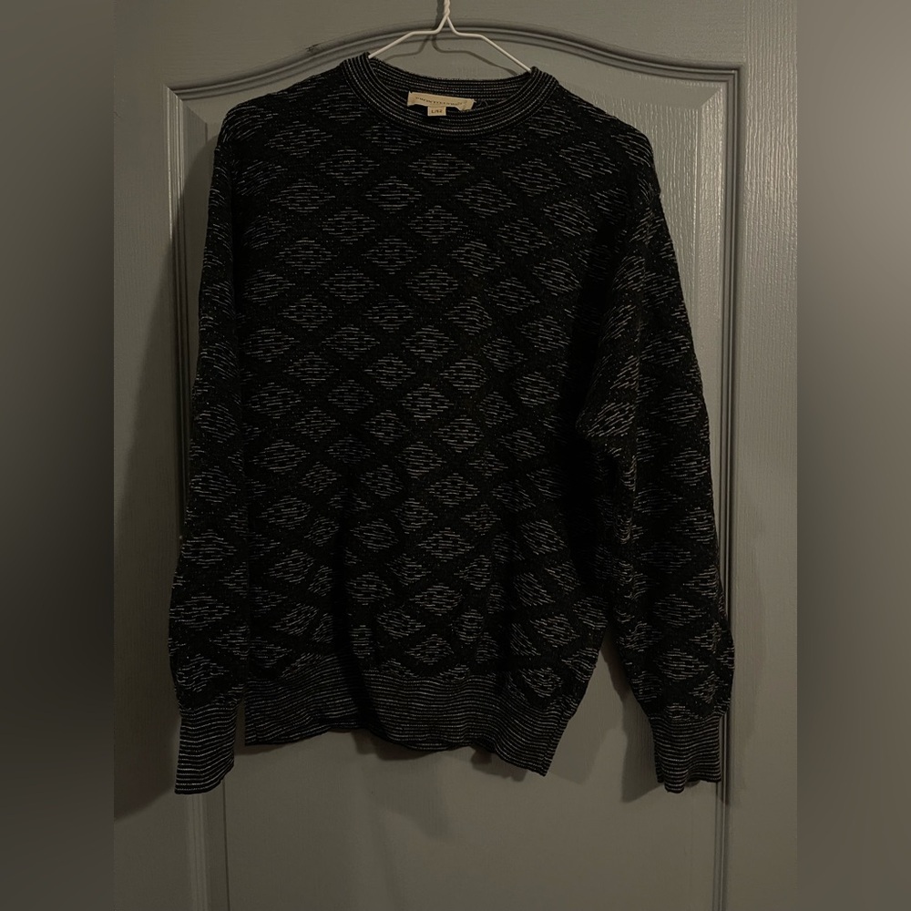 Pronto Uomo Black and Gray Geometric Sweater size L